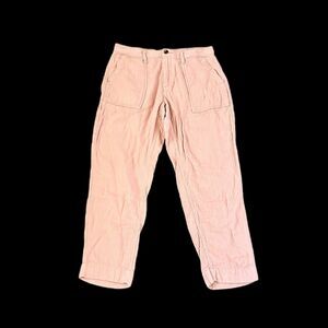 GAP Brand Cropped Mid Rise Easy Linen-Blend Cargo Pants Coral Size 10